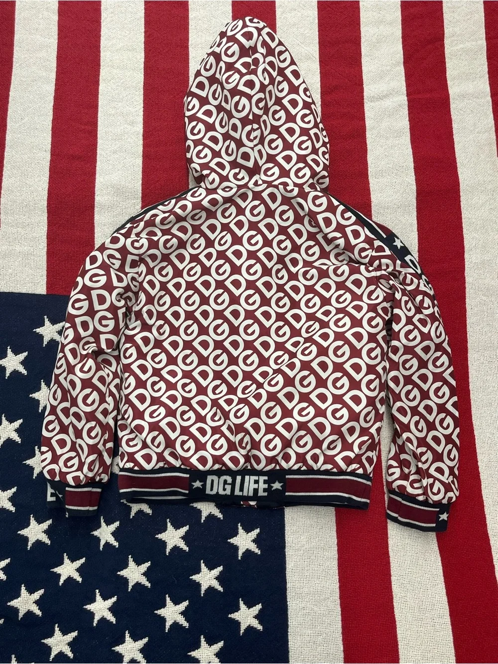 Dolce & Gabbana Burgundy Logo-Print Kids Puffer Jacket Boys Size 5